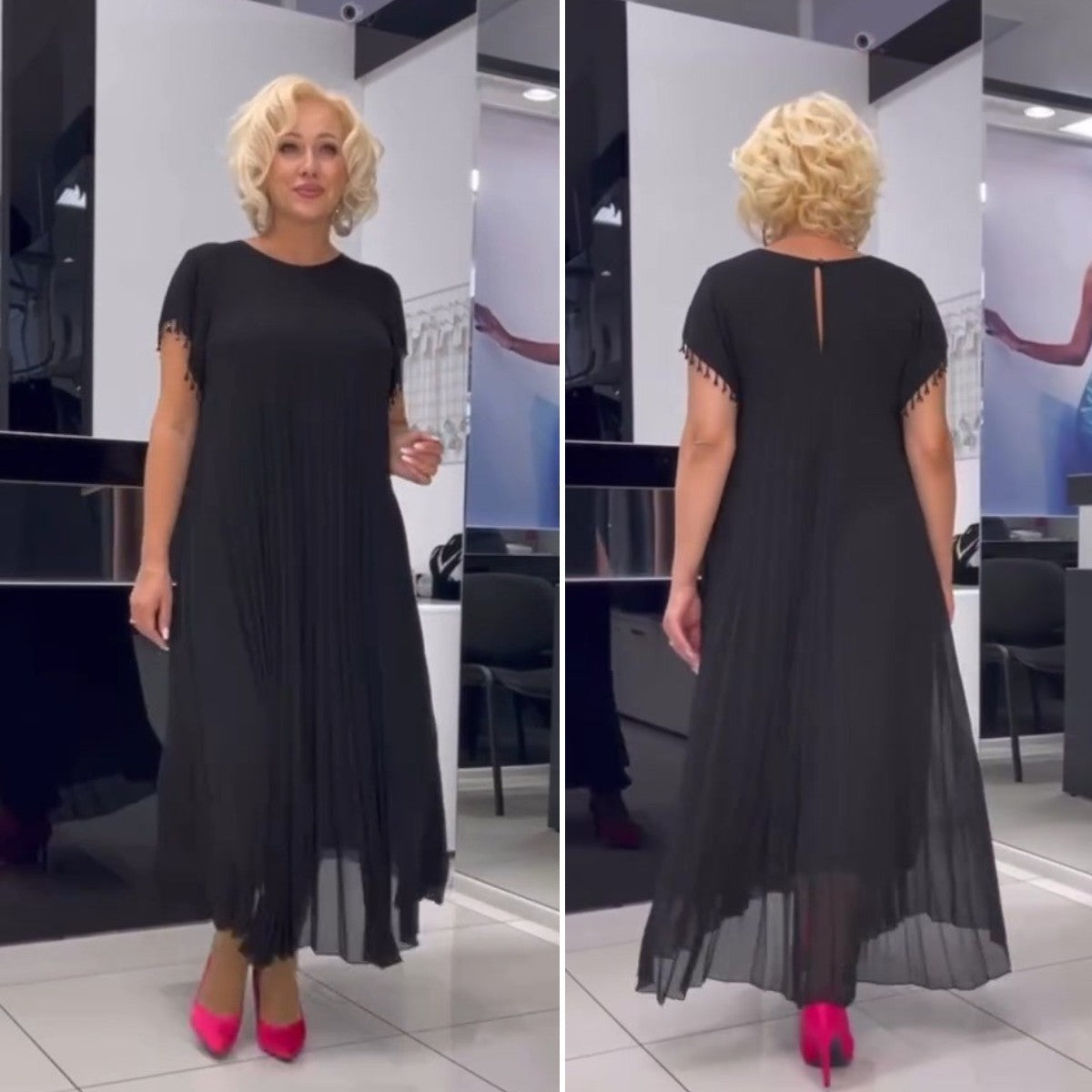 Ilga elegantiška pavasarinė suknelė