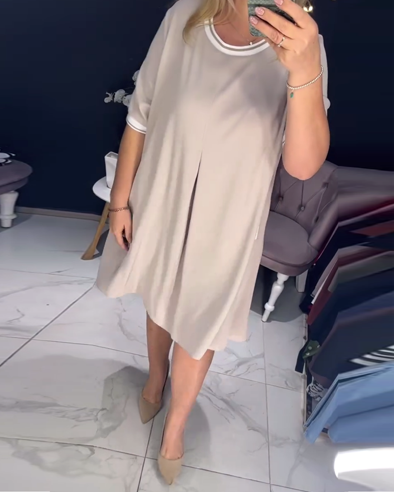 Elegantiška apvalios iškirptės suknelė