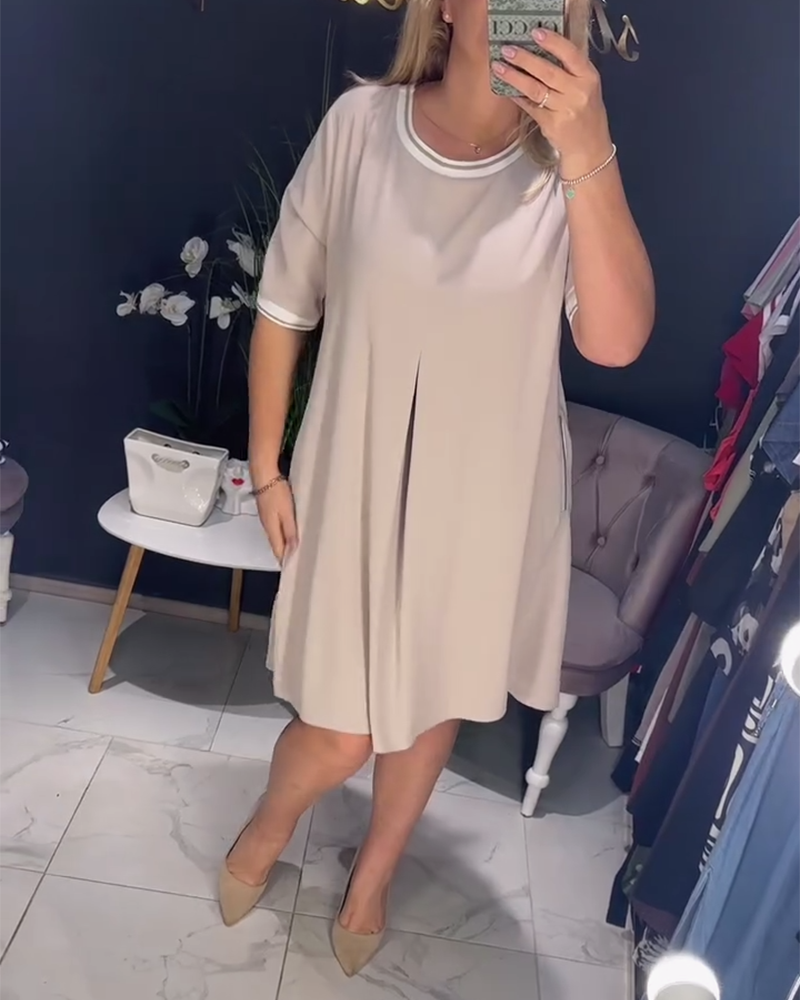 Elegantiška apvalios iškirptės suknelė