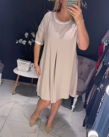 Elegantiška apvalios iškirptės suknelė