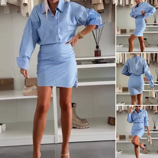 Elegantiška dryžuota suknelė
